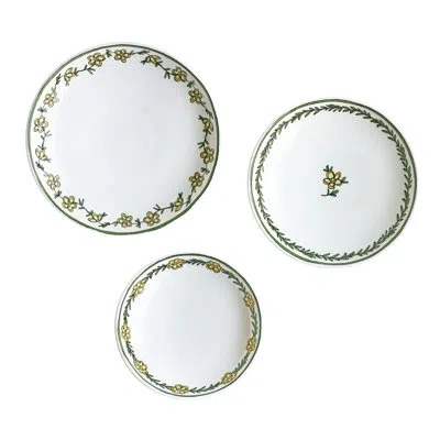 Twig New York Daisy Chain 3 Piece Appetizer Plate Set In White;green;yellow