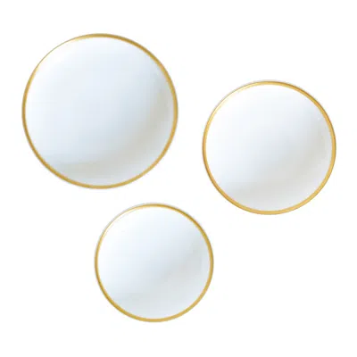 Twig New York Golden Edge Canape Plates - Set Of 3 In White