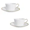 Twig New York Golden Edge Teacup & Saucer, Set Of 2 In White