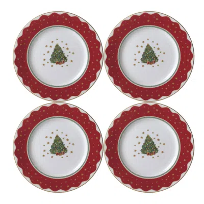 Twig New York Green / White / Red Prouna My Noel - Canape / Dessert Plate, Set Of Four In Multi