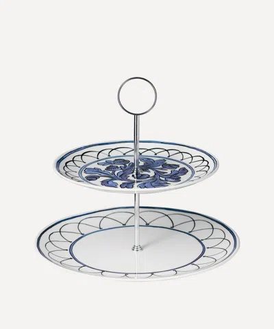 Twig New York Heritage Blue Bird Two-tiered Cake Stand