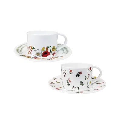 Twig New York Language Of Flowers - Set Of 2 Cups & Saucers In White