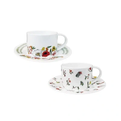 Twig New York Language Of Flowers Set Of Two Cups And Saucers In Multi