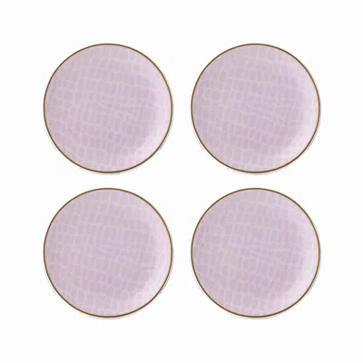Twig New York Layla - Set Of Four Coasters / Tidbit Plates In Purple