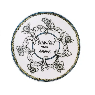 Twig New York Mon Amour 8.5" Bone China Salad Plate In Black;white