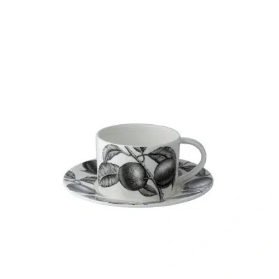 Twig New York Olive Market Bone China Cappuccino Cup & Saucer In Black;white