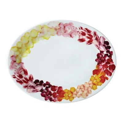 Twig New York Petals 14" Oval Platter In White;pink