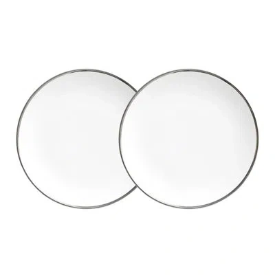 Twig New York Platinum Edge 2 Piece 6" Plates Set In White;platinum