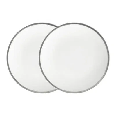 Twig New York Platinum Edge 2 Piece 8" Plates Set In White;platinum