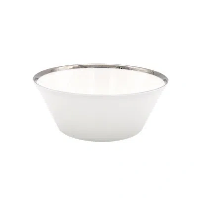 Twig New York Platinum Edge Cereal Bowl In White;platinum