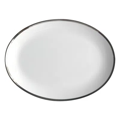 Twig New York Platinum Edge Oval Platter In Silver
