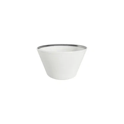 Twig New York Platinum Edge Rice Bowl In White;platinum