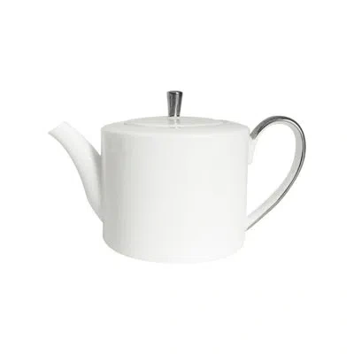 Twig New York Platinum Edge Teapot In White;platinum