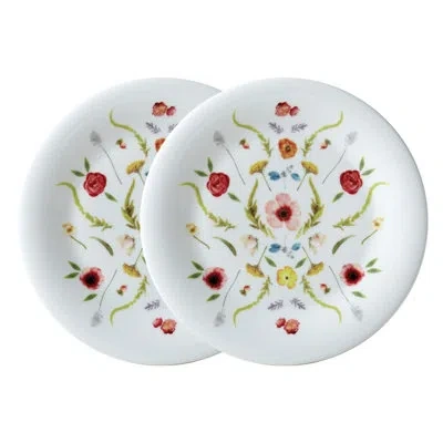 Twig New York Scandinavian Floral 8.5" Bone China Salad Plate In White;green;red