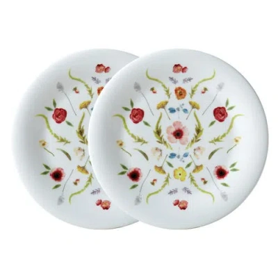 Twig New York Scandinavian Floral Set Of Two Salad Plates In White