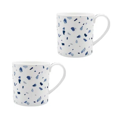 Twig New York Terrazzo Azzurro - Set Of Two Mugs In White