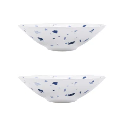 Twig New York Terrazzo Azzurro - Set Of Two Soup & Pasta Bowls In White