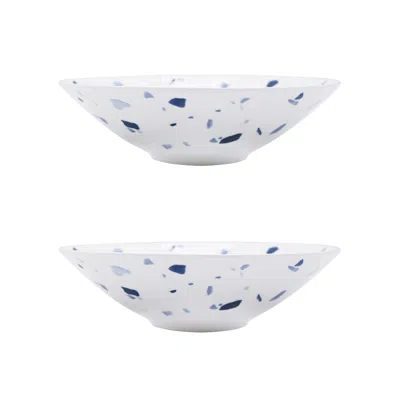 Twig New York Terrazzo Azzurro - Set Of Two Soup & Pasta Bowls In Multi