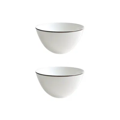 Twig New York White Alex Platinum - Set Of Two, Cereal Bowl