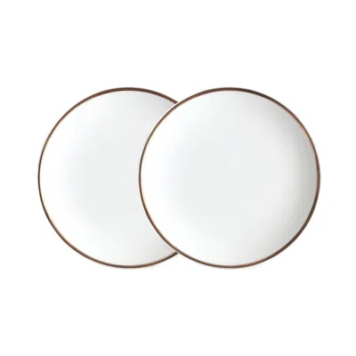 Twig New York White / Gold Alex Gold - Set Of Two, Bread / Canape Plates In White/gold