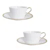 Twig New York White Golden Edge - Set Of Two, Bay Cups & Saucers In White