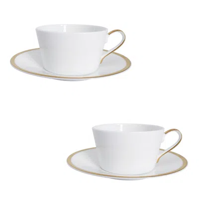 Twig New York White Golden Edge - Set Of Two, Bay Cups & Saucers