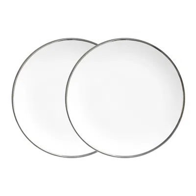 Twig New York White Platinum Edge - Set Of Two Medium Plates