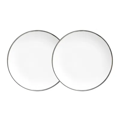 Twig New York White Platinum Edge - Set Of Two Small Plates