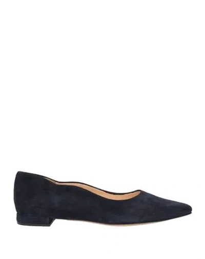 Twiggy Woman Ballet Flats Midnight Blue Size 8 Leather In Blue