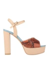 Twiggy Woman Sandals Orange Size 8 Leather In Orange