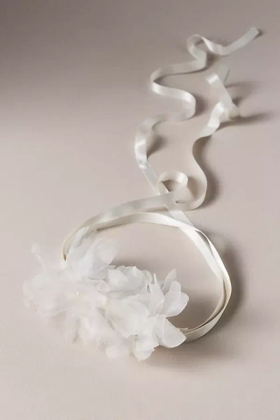Twigs & Honey 3d Dahlia Silk Wrap Necklace In White