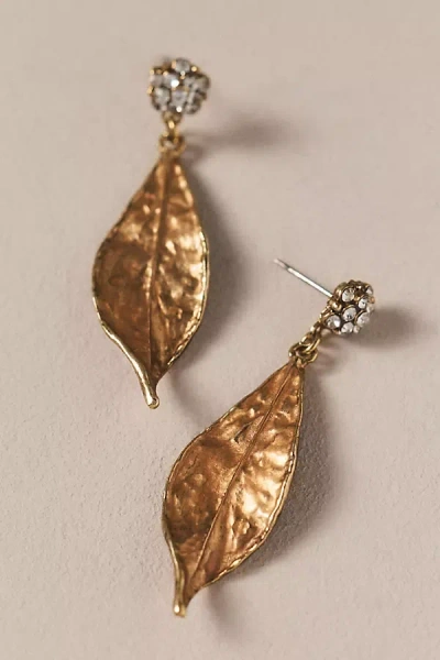 Twigs & Honey Antique Leaf Drop Earrings In Gold