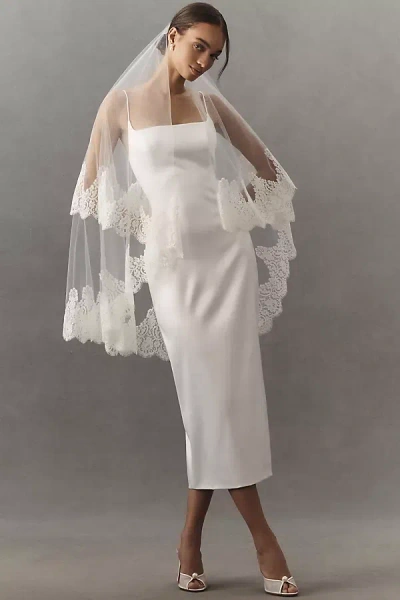 Twigs & Honey French Lace Simple Fingertip Veil In White