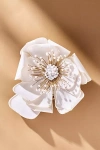 Twigs & Honey Hand-embroidered Flower Hair Comb In White