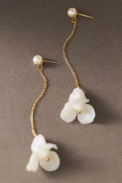 Twigs & Honey Iris Pearl Drop Earrings In Gold