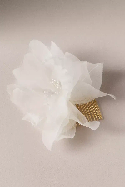Twigs & Honey Iris Silk Bridal Hair Comb In White
