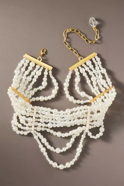 Twigs & Honey Pearl Draped Choker Necklace In Metallic