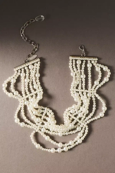 Twigs & Honey Pearl Draped Choker Necklace In Silver