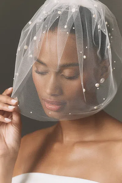 Twigs & Honey Pearled Birdcage Veil In White