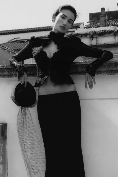Twigs & Honey Pillbox Birdcage Hat In Black
