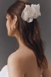 Twigs & Honey Silk Camelia Double Flower Hair Comb Set In White
