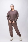 Twill Active Organic Cotton Oversized Crewneck Wellness Sweatshirt In Chocolate Brown