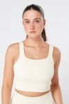 Twill Active Recycled Seamless Rib Crop Top In Cream