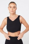 Twill Active Recycled Seamless Rib Dip Hem Sports Bra In Black