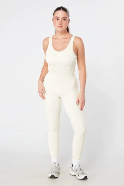 Twill Active Recycled Seamless Rib Unitard In Cream