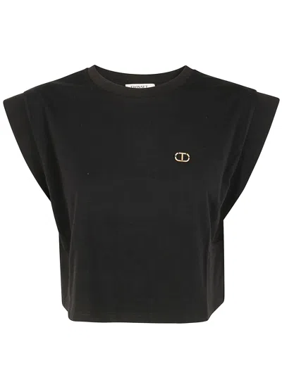 TWINSET TWIMSET CAP SLEEVE CROPPED TOP