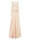 Twinset Flared Beige Long Dress With Lace