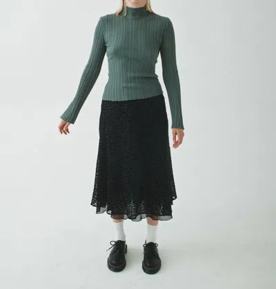 T.w.i.n. That’s What I Need Pleated Mock Neck Sweater In Sage In Animal Print