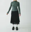 T.w.i.n. That’s What I Need Pleated Mock Neck Sweater In Sage In Multi