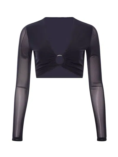 T.w.i.n. That’s What I Need Women's Mesh Ring Top In Black In Blue